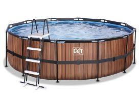 Piscine tubulaire en PVC imitation bois piscine ronde 450 cm