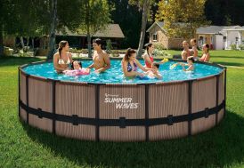 Piscine tubulaire acier et vinyl effet teck 