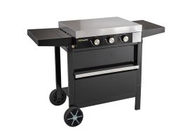 Plancha en métal et en inox sur chariot 