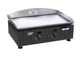 Plancha à gaz en inox 2 brûleurs noire Roller Grill