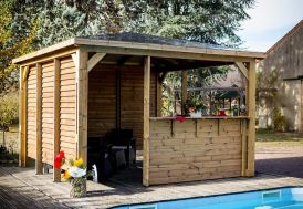 Pool House en Bois 4 Parois 2 Comptoirs Blueterm 12 m²