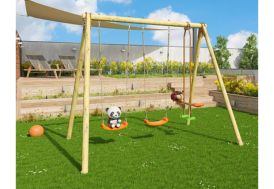 Portique double en bois avec balançoire face à face