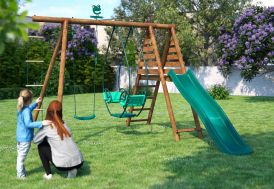 Portique toboggan en bois Soulet Lavande 5 enfants