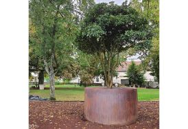 Pot de fleurs effet corten Rodéo 600 avec fond