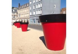 Pot de fleurs XXL PAPI en PEHD Déco Bikoul rond 2 couleurs rouge et noir