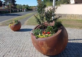 Pot de fleurs PAPI XXL en plastique finition Corten Maximo 120 cm