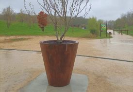 Pot de fleurs XXL PAPI en PEHD et corten Vase rond Ø 100 cm 470 litres