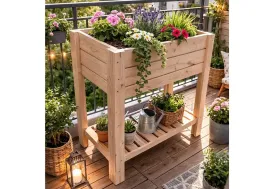 Potager sur pieds en bois de châtaignier 80 x 40 x 80 cm Atelier du Livet