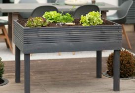 Carré potager sur pieds en bois anthracite