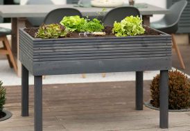 Carré potager sur pieds en bois anthracite