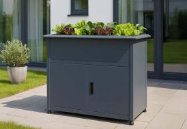 Potager surélevé avec placard en acier anthracite