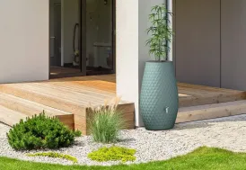 Récupérateur d’eau de pluie 230 L Garantia avec bac à plantes Triagon vert agave
