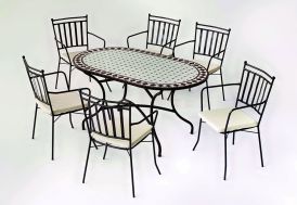 Table de jardin avec plateau en mosaïque