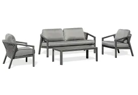 Salon de jardin 5 places en aluminium anthracite