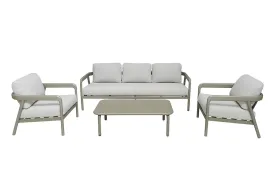 Salon de jardin 5 places en aluminium kaki