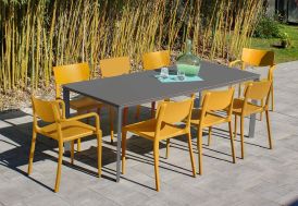 Salon de jardin Ezpeleta table Meet et 6 chaises + 2 fauteuils Town