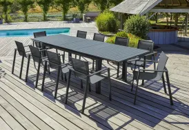 Salon de jardin aluminium anthracite : table 240/300 cm 10 places Miami DCB