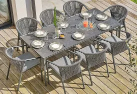 Salon de jardin aluminium anthracite 200 cm 8 personnes Tigua DCB