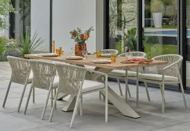 Salon de jardin aluminium grège 220 cm 6 personnes Kelia DCB