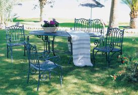 Salon de Jardin en Aluminium Sahara : 1 Table + 4 Fauteuils