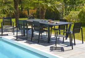 Salon de Jardin Miami en Aluminium Table 240 cm + 6 Chaises