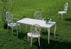 Salon de Jardin en Aluminium Versailles : 1 Table + 4 Chaises
