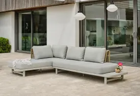 Salon de jardin d'angle 6 places en aluminium