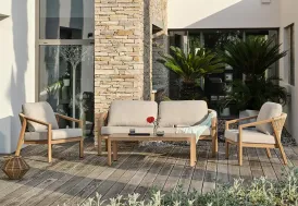 Salon de jardin bas 5 places aluminium effet bois Goya DCB