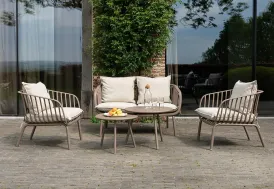 Salon de jardin bas en résine et acier marron Wilsa Marina