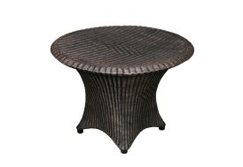 table de jardin en résine tressée ronde basse marron