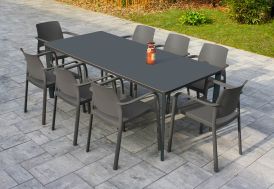 Salon de jardin en alu 8 places gris anthracite