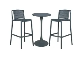 Salon de jardin haut 2 places en résine gris anthracite