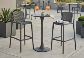 Salon jardin bar resine grise Paloma Wilsa