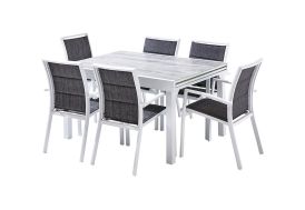 salon de jardin modulo wood avec table extensible 135/270 cm et fauteuils