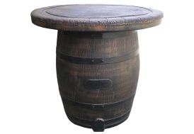 table de jardin en polyéthylène imitation tonneau en bois de vin