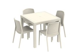 Salon de Jardin Balcon Anthracite Pliant : Table + 2 Chaises - Wilsa