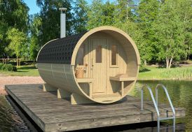 Sauna d’extérieur en bois brut Barrel 400
