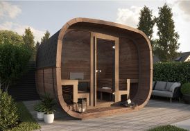 Sauna d’extérieur design en bois Cubus Premium