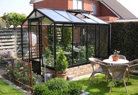 Serre ACD Prestige R204H aluminium noir et verre trempé 6 m²