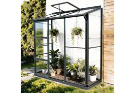 Serre de jardin adossée en verre Lams 1,3 m² Melissa anthracite