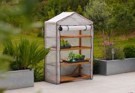 Serre de balcon souple en polyéthylène et bois 4 étages VegTrug