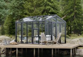 Jardin d'hiver Stali en bois et verre trempé