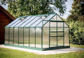 Serre de Jardin Polycarbonate 10,37m² avec Base + 4 Lucarnes