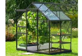 Serre de jardin en aluminium gris anthracite et verre trempé Lams