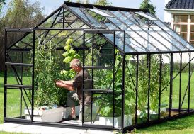 Serre de jardin en aluminium gris anthracite et verre trempé Laurus 11500 Lams