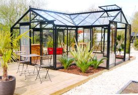 Serre en aluminium noir et verre trempé 4mm orangerie Sophie ACD