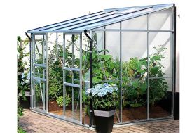 Serre de jardin adossée Lams Ida Melissa 5200 en aluminium et verre