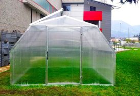 Façade avant serre de jardin en polycarbonate 6 x 3,25 m Flora Agrimec