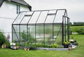 Serre de jardin en polycarbonate avec structure en aluminium noir Magnum 128