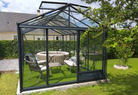 Serre en Verre Structure Aluminium Anthracite Lams Luxia 16,4 m²